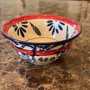 VTG Expressions Hand Painted Bowl Colorful Mediterranean Style Art Pottery Decor